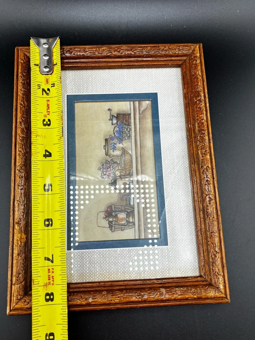 Pair of Framed Kitchen Still Life Prints - Blue & Gold Accents - Picture 5 of 10